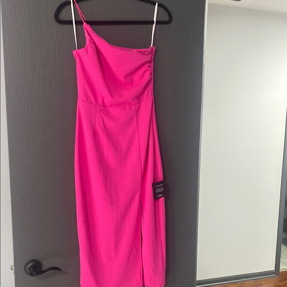 Lulu's Pink Asymmetrical One Shoulder Cocktail Dress